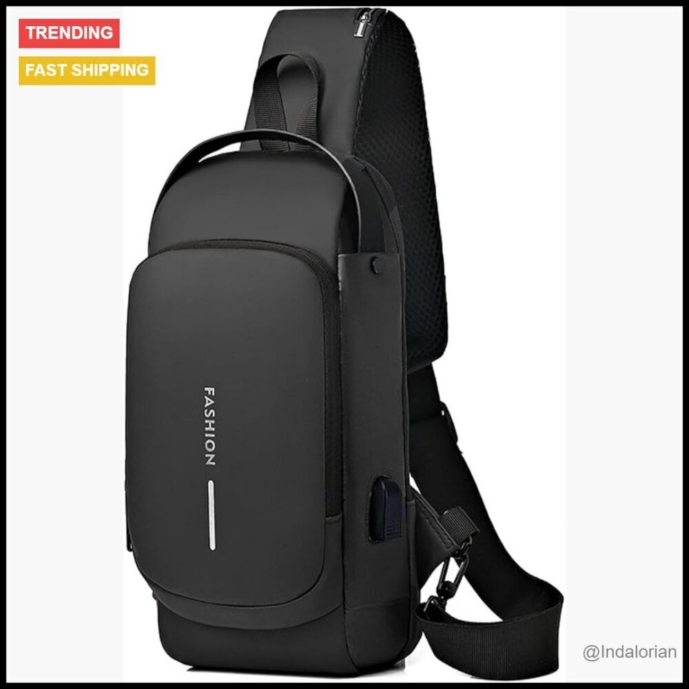Anti-Theft Sling Backpack USB Charging Waterproof Crossbody Daypack Adjustable
